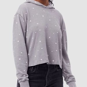 Alternative Women's Gray Long Sleeve Cropped Pullover Star Hoodie
